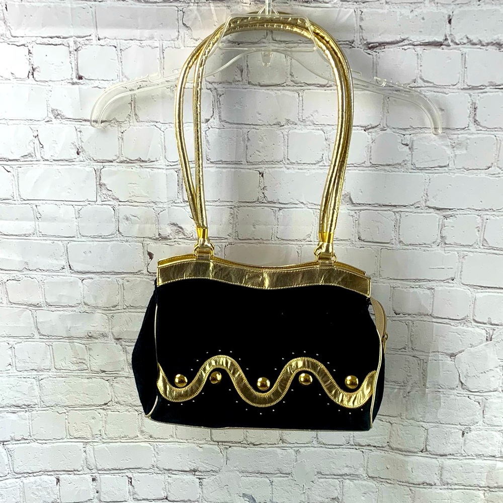 Vintage La Covina Black & Gold Purse Bag